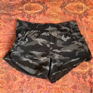Athleta Black and Gray Camouflage Athletic Shorts